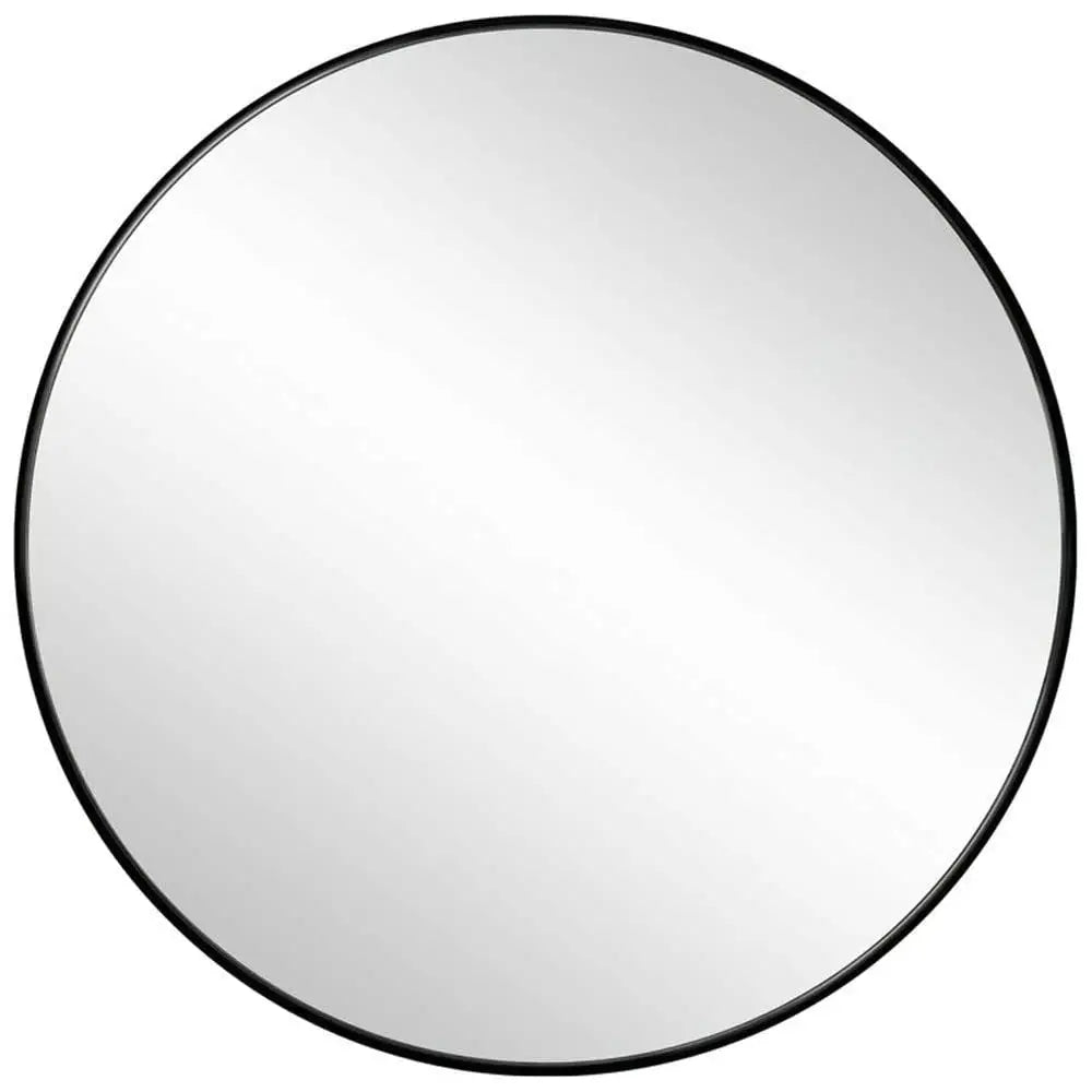 Slim Design 50CM Black Bathroom Living Room Hallway Mirror Round Mirror Wall Decor Metal Frame - Home & Garden > Decor