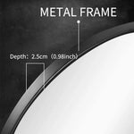 Slim Design 50CM Black Bathroom Living Room Hallway Mirror Round Mirror Wall Decor Metal Frame - Home & Garden > Decor