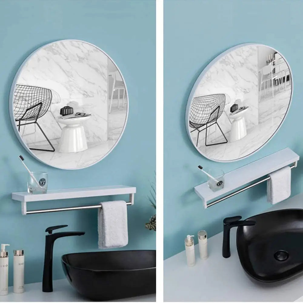 Slim Design 50CM White Bathroom Living Room Hallway Mirror Round Mirror Wall Decor Metal Frame - Home & Garden > Decor