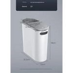 Slim Press-Top Trash Can with Top Storage Compartment - Narrow Design for Bathroom & Small Spaces(Ash cover + ash