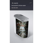 Slim Press-Top Trash Can with Top Storage Compartment - Narrow Design for Bathroom & Small Spaces(Ash cover + ash