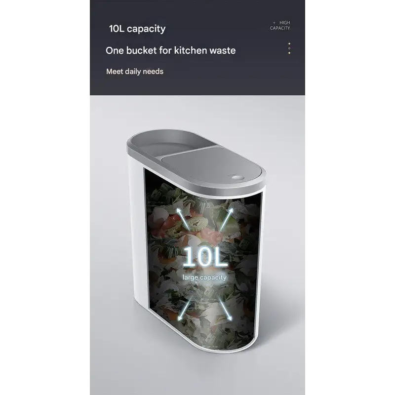 Slim Press-Top Trash Can with Top Storage Compartment - Narrow Design for Bathroom & Small Spaces(Ash cover + ash
