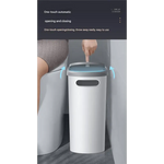 Slim Press-Top Trash Can with Top Storage Compartment - Narrow Design for Bathroom & Small Spaces(Ash cover + ash