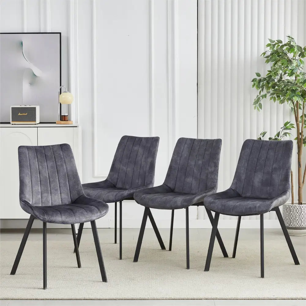 Sloane Fabric Dining Chairs (Set of 4) - Grey - Furniture > Dining > Kitchen & Dining Chairs