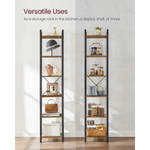Small 6-Tier Industrial Bookshelf Rustic Brown Black - Furniture > Living Room