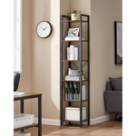 Small 6-Tier Industrial Bookshelf Rustic Brown Black - Furniture > Living Room