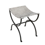 Small Black Dining Bench Seat with Woven Stainless Steel Top - Furniture > Dining