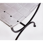 Small Black Dining Bench Seat with Woven Stainless Steel Top - Furniture > Dining