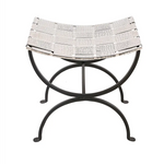 Small Black Dining Bench Seat with Woven Stainless Steel Top - Furniture > Dining