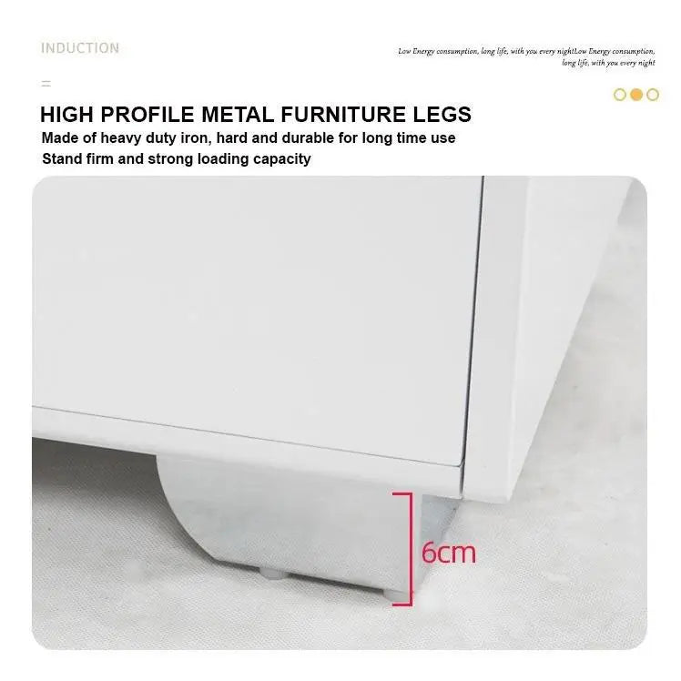 Smart Bedside Tables Finger Print Lock Side 3 Drawers Wireless Charging USB Nightstand LED AU - Furniture > Bedroom >