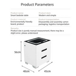 Smart Bedside Tables Side 3 Drawers Wireless Charging Nightstand LED Light USB Left Hand Connection - Furniture >