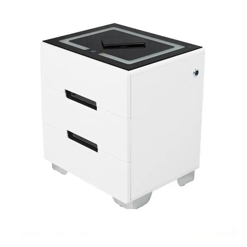Smart Bedside Tables Side 3 Drawers Wireless Charging Nightstand LED Light USB Right Hand Connection - Furniture >