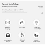 Smart Bedside Tables Side 3 Drawers Wireless Charging Nightstand LED Light USB Left Hand Connection - Furniture >