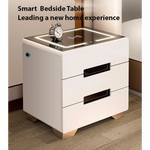 Smart Bedside Tables Side 3 Drawers Wireless Charging Nightstand LED Light USB Left Hand Connection - Furniture >