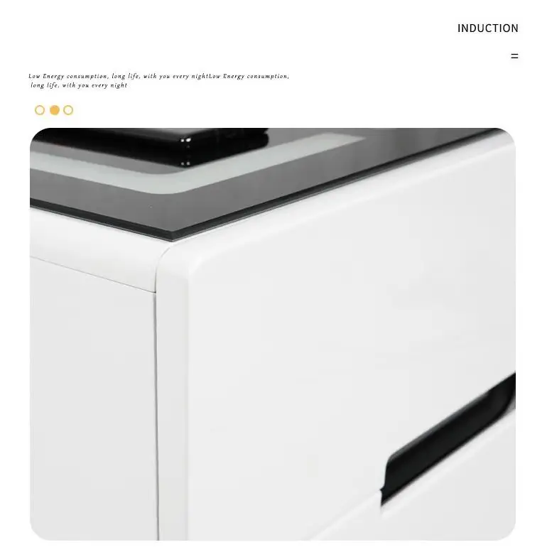 Smart Bedside Tables Side 3 Drawers Wireless Charging Nightstand LED Light USB Left Hand Connection - Furniture >