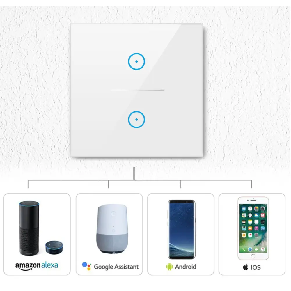 Smart WIFI Switch for Lights LED Touch Panel 2 Gang - Appliances > Appliances Others
