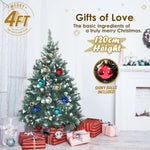 Snowy Christmas Tree Xmas Pine Cones 4Ft 120cm 390 tips + Bauble Balls - Occasions > Christmas > Christmas Trees