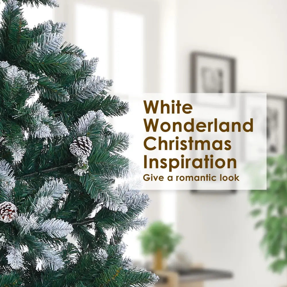 Snowy Christmas Tree Xmas Pine Cones 4Ft 120cm 390 tips GREEN - Occasions > Christmas > Christmas Trees