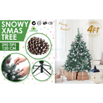 Snowy Christmas Tree Xmas Pine Cones 4Ft 120cm 390 tips GREEN - Occasions > Christmas > Christmas Trees