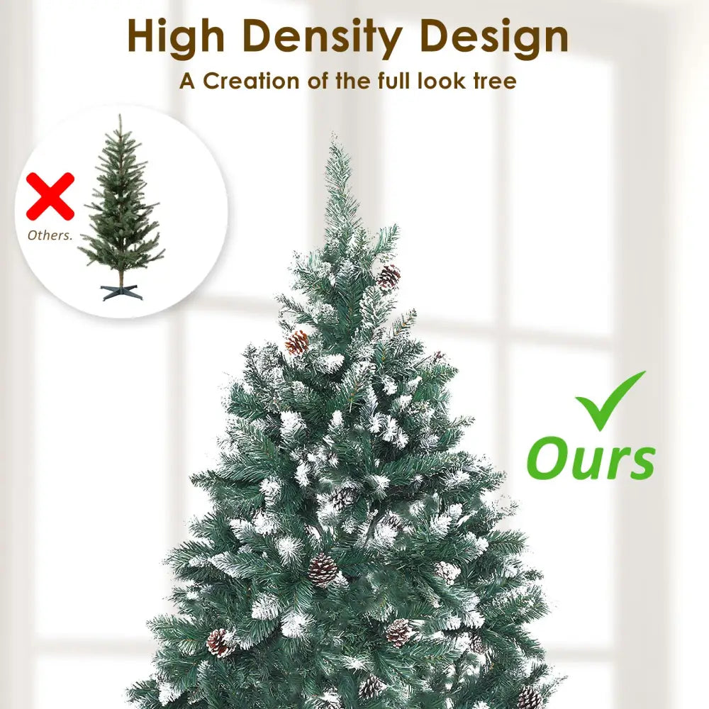 Snowy Christmas Tree Xmas Pine Cones 4Ft 120cm 390 tips GREEN - Occasions > Christmas > Christmas Trees