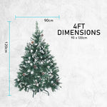 Snowy Christmas Tree Xmas Pine Cones 4Ft 120cm 390 tips GREEN - Occasions > Christmas > Christmas Trees