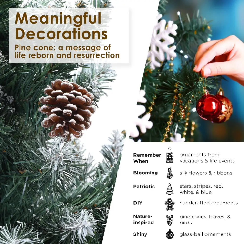 Snowy Christmas Tree Xmas Pine Cones 4Ft 120cm 390 tips GREEN - Occasions > Christmas > Christmas Trees