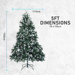 Snowy Christmas Tree Xmas Pine Cones 5Ft 150cm 720 tips + Bauble Balls - Occasions > Christmas > Christmas Trees