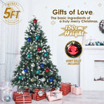 Snowy Christmas Tree Xmas Pine Cones 5Ft 150cm 720 tips + Bauble Balls - Occasions > Christmas > Christmas Trees