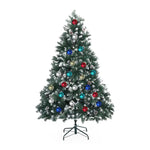 Snowy Christmas Tree Xmas Pine Cones 6Ft 180cm 930 tips + Bauble Balls - Occasions > Christmas > Christmas Trees