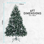 Snowy Christmas Tree Xmas Pine Cones 6Ft 180cm 930 tips + Bauble Balls - Occasions > Christmas > Christmas Trees