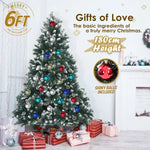 Snowy Christmas Tree Xmas Pine Cones 6Ft 180cm 930 tips + Bauble Balls - Occasions > Christmas > Christmas Trees