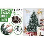 Snowy Christmas Tree Xmas Pine Cones 6Ft 180cm 930 tips GREEN - Occasions > Christmas > Christmas Trees