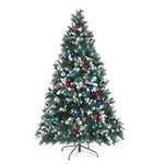Snowy Christmas Tree Xmas Pine Cones 7Ft 210cm 1290 tips + Bauble Balls - Occasions > Christmas > Christmas Trees