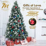 Snowy Christmas Tree Xmas Pine Cones 7Ft 210cm 1290 tips + Bauble Balls - Occasions > Christmas > Christmas Trees