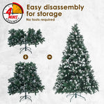 Snowy Christmas Tree Xmas Pine Cones 7Ft 210cm 1290 tips + Bauble Balls - Occasions > Christmas > Christmas Trees