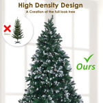 Snowy Christmas Tree Xmas Pine Cones 7Ft 210cm 1290 tips GREEN - Occasions > Christmas > Christmas Trees