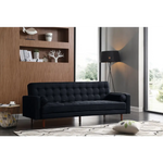 Sofa Bed 3 Seater Button Tufted Lounge Set for Living Room Couch in Velvet Black Colour - Furniture > Sofas