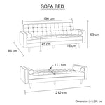 Sofa Bed 3 Seater Button Tufted Lounge Set for Living Room Couch in Fabric Grey Colour - Furniture > Sofas