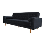 Sofa Bed 3 Seater Button Tufted Lounge Set for Living Room Couch in Velvet Black Colour - Furniture > Sofas