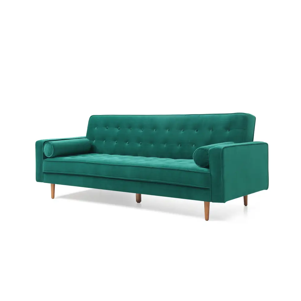 Sofa Bed 3 Seater Button Tufted Lounge Set for Living Room Couch in Velvet Green Colour - Furniture > Sofas