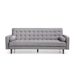 Sofa Bed 3 Seater Button Tufted Lounge Set for Living Room Couch in Fabric Grey Colour - Furniture > Sofas