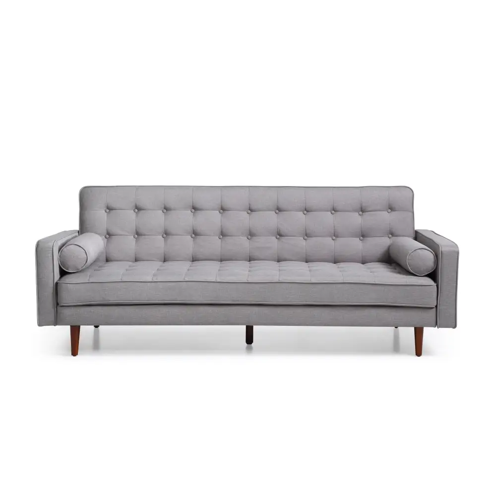 Sofa Bed 3 Seater Button Tufted Lounge Set for Living Room Couch in Fabric Grey Colour - Furniture > Sofas