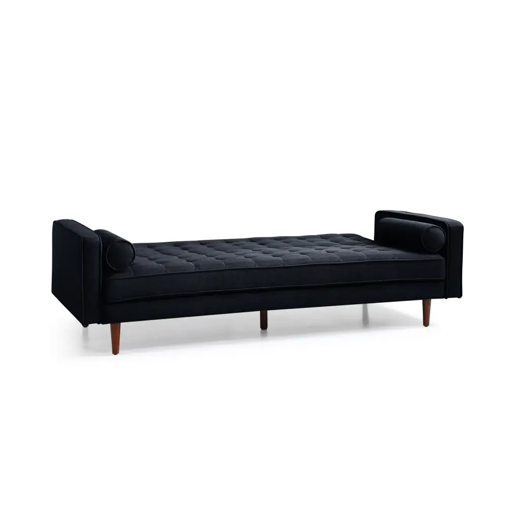 Sofa Bed 3 Seater Button Tufted Lounge Set for Living Room Couch in Velvet Black Colour - Furniture > Sofas