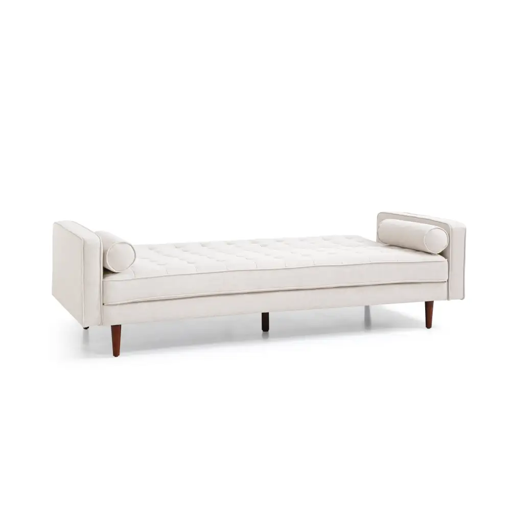 Sofa Bed 3 Seater Button Tufted Lounge Set for Living Room Couch in Fabric Beige Colour - Furniture > Sofas