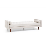 Sofa Bed 3 Seater Button Tufted Lounge Set for Living Room Couch in Fabric Beige Colour - Furniture > Sofas
