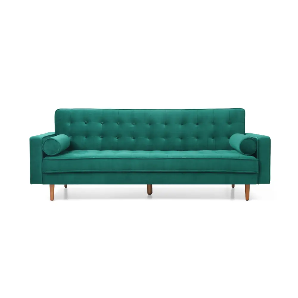 Sofa Bed 3 Seater Button Tufted Lounge Set for Living Room Couch in Velvet Green Colour - Furniture > Sofas