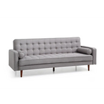 Sofa Bed 3 Seater Button Tufted Lounge Set for Living Room Couch in Fabric Grey Colour - Furniture > Sofas