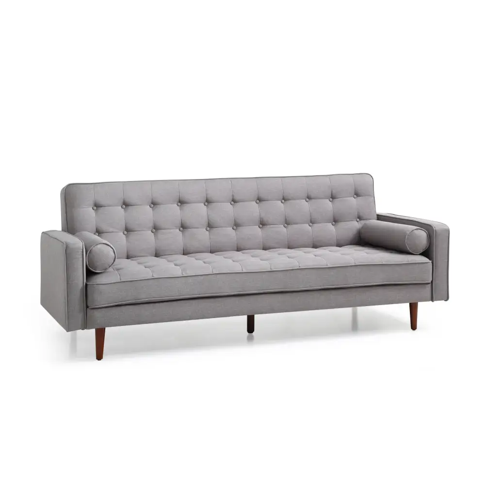 Sofa Bed 3 Seater Button Tufted Lounge Set for Living Room Couch in Fabric Grey Colour - Furniture > Sofas