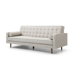 Sofa Bed 3 Seater Button Tufted Lounge Set for Living Room Couch in Fabric Beige Colour - Furniture > Sofas