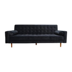 Sofa Bed 3 Seater Button Tufted Lounge Set for Living Room Couch in Velvet Black Colour - Furniture > Sofas